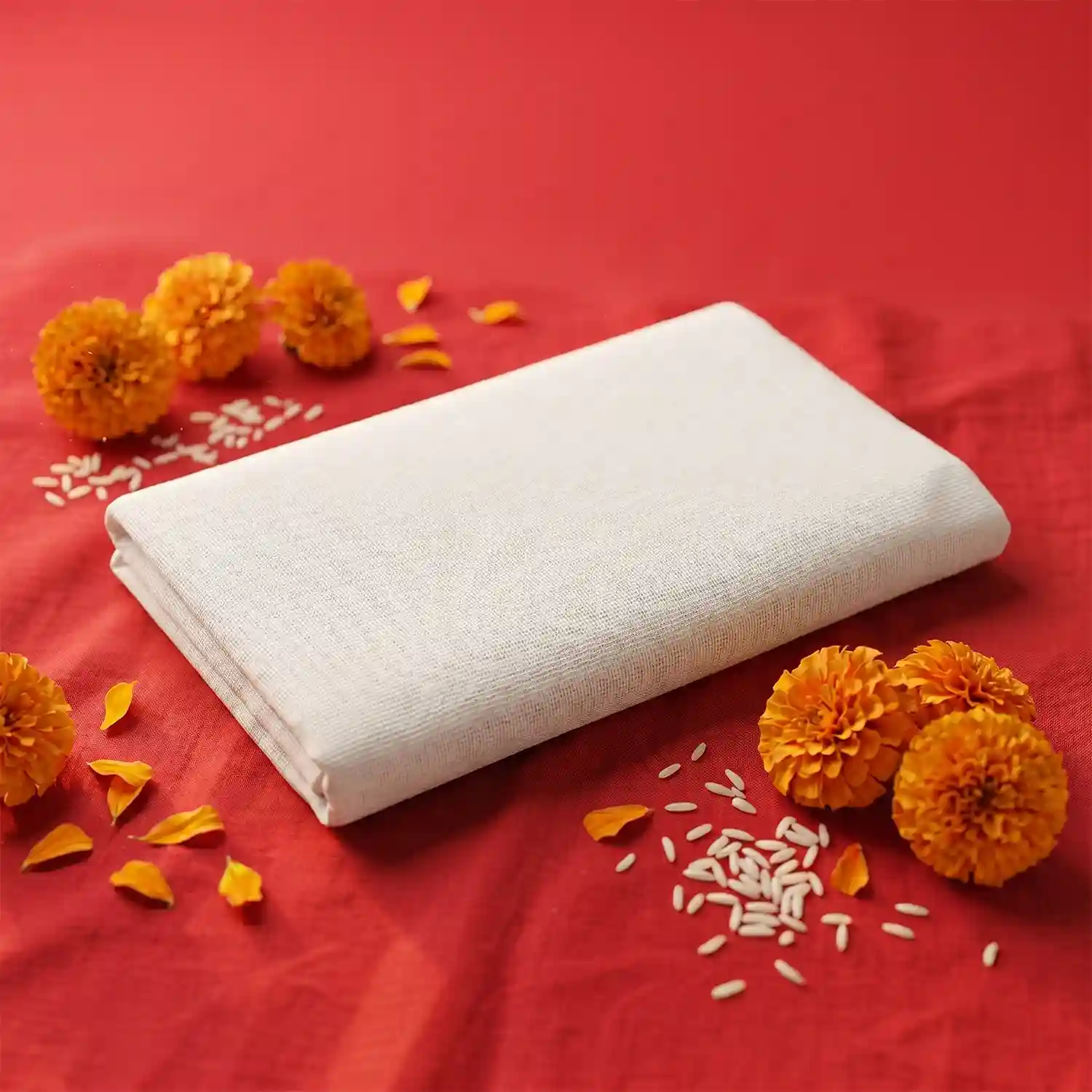 White Puja Cloth | Sada Shalu Kapor | Sacred White Cotton Cloth for Puja Rituals